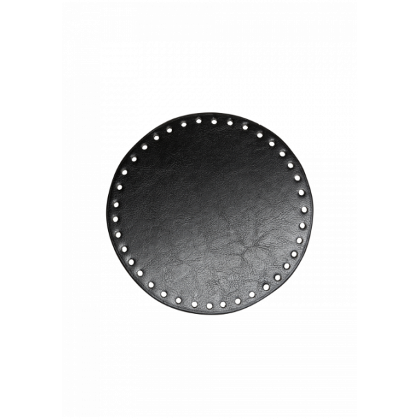 Taske/kurve base sort, pu - lder - rund D17 cm