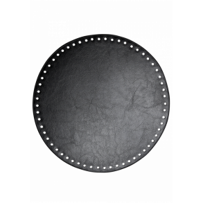 Taske/kurve base sort, pu - lder - rund D25 cm