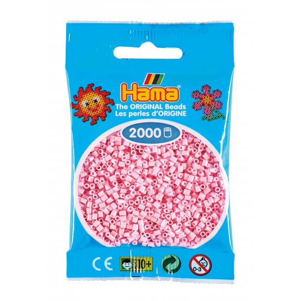 Hama mini perler, 2000 stk., pastel rosa (95)