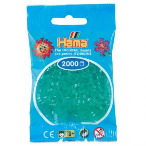 Hama mini perler, 2000 stk., transparent grn (16)