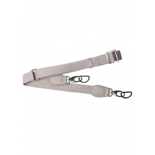 Skulderrem, bomuld - justerbar, L85 cm - 125 cm, w 25 mm - Beige/slv