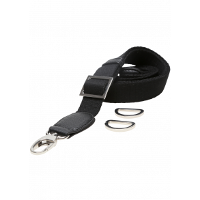 Skulderrem, bomuld - justerbar, L85 cm - 125 cm, w 25 mm - Sort/slv