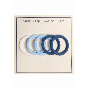 O-ring - silikone - set/5 - D 28,5 mm - Hvid 1 - Baby bl 2 - Jeans bl 2  