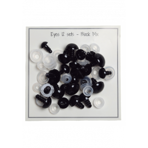 Sorte sikkerhedsjne - mix pakke - par/12