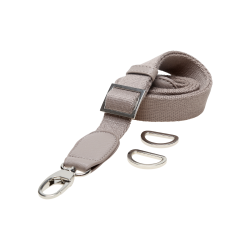 Skulderrem, bomuld - justerbar, L85 cm - 125 cm, w 25 mm - Beige/slv