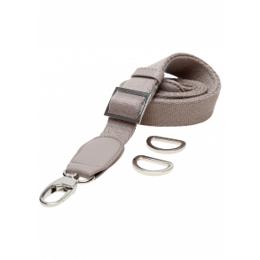 Skulderrem, bomuld - justerbar, L85 cm - 125 cm, w 25 mm - Beige/slv