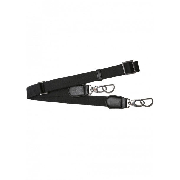 Skulderrem, bomuld - justerbar, L85 cm - 125 cm, w 25 mm - Sort/slv