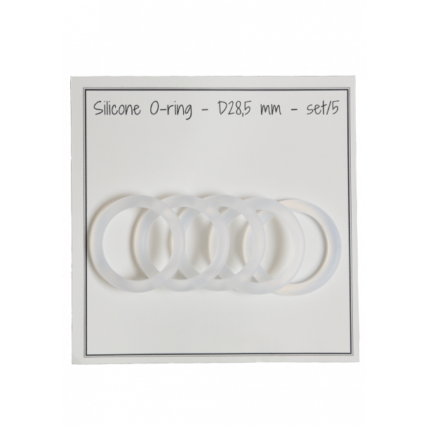 O-ring - silikone - set/5 - D 28,5 mm - transparent 
