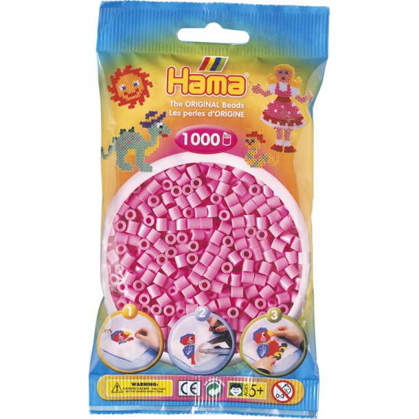 Hama midi perler, 1000 stk., pastel pink (48)