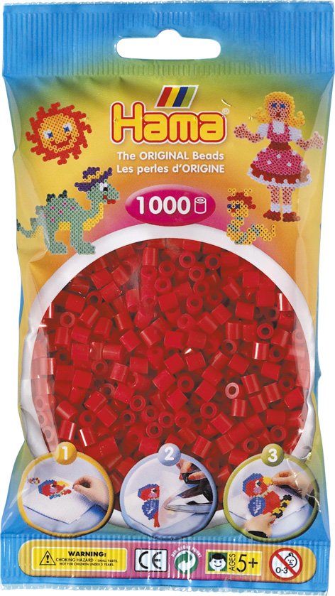 Hama Perlen 207-30 Bügelperlen Beutel mit ca. 1.000 Midi Bastelperlen mit Durchm