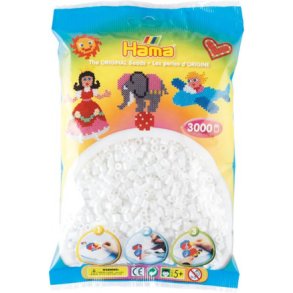 Hama midi perler, 3000 stk., hvid (1)