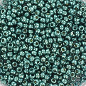 Miyuki seed beads, 11/0, 3 g, SB-4217 duracoat galvanized sea foam