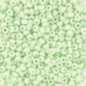 Miyuki seed beads, 11/0, 3 g, SB-3318 light mint