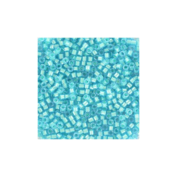 Miyuki delica perler, 11/0, 4 g, DB-1708 Mint pearl lined ocean blue