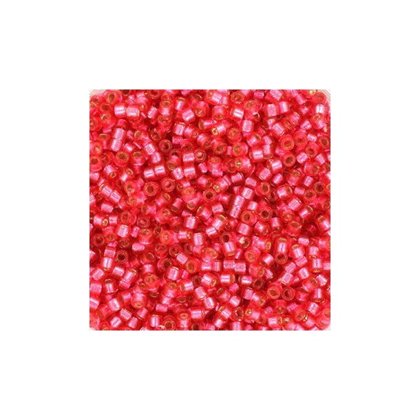 Miyuki delica perler, 11/0, 4 g, DB-2154 Duracoat silverlined dyed hibiscus