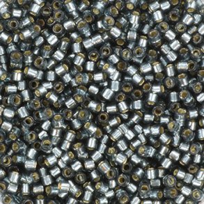 Miyuki delica perler, 11/0, 4 g, DB-2166 Duracoat silverlined dyed light blue steel