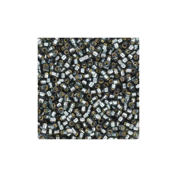 Miyuki delica perler, 11/0, 4 g, DB-2166 Duracoat silverlined dyed light blue steel