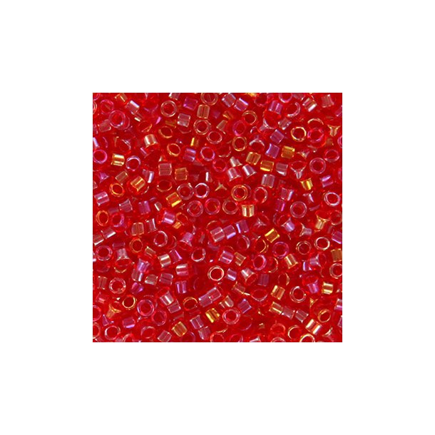 Miyuki delica perler, 11/0, 4 g, DB 2374 Fancy lined scarlet - Kronborg hobby