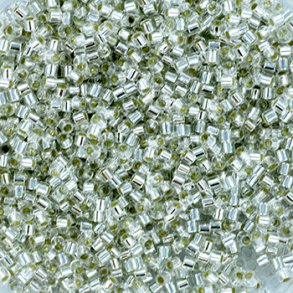 Miyuki delica perler, 15/0, 2 g, DB-41 Silverlined crystal