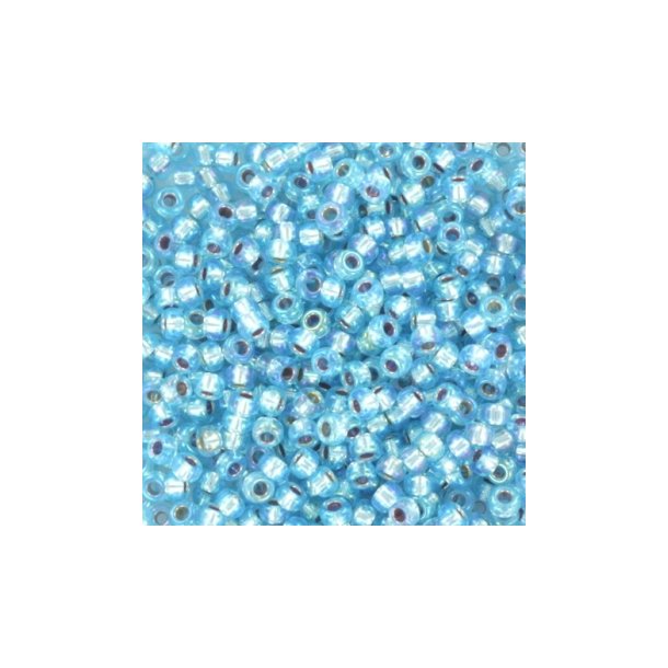 Miyuki seed beads, 11/0, 3 g, SB-1018 Silverlined ab aqua