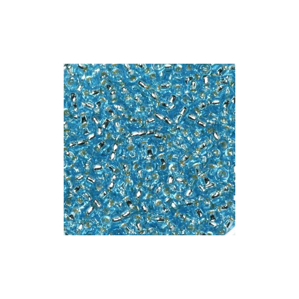 Miyuki seed beads, 11/0, 3 g, SB-18 Silverlined aqua