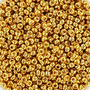 Miyuki seed beads, 11/0, 3 g, SB-191L 24kt gold plated