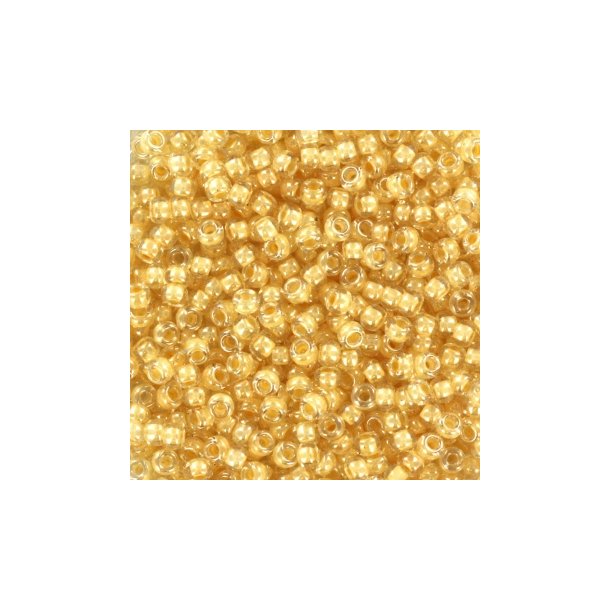 Miyuki seed beads, 11/0, 3 g, Fancy lined ivory