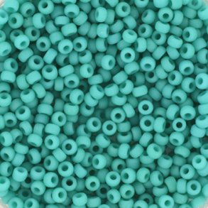 Miyuki seed beads, 11/0, 3 g, SB-412F Opaque matte turquoise green 