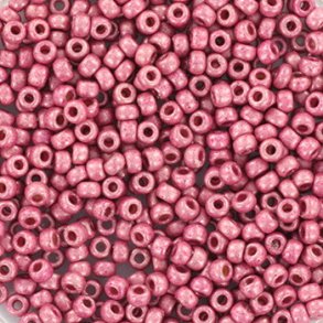 Miyuki seed beads, 11/0, 3 g, SB-4210F Duracoat galvanized matte hot pink