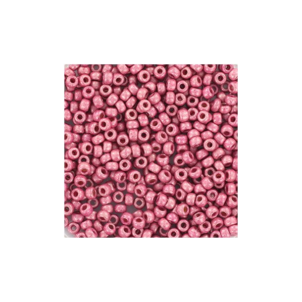 Miyuki seed beads, 11/0, 3 g, SB-4210F Duracoat galvanized matte hot pink