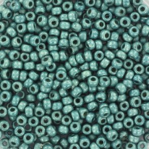 Miyuki seed beads, 11/0, 3 g, SB-4217F Duracoat galvanized matte sea foam