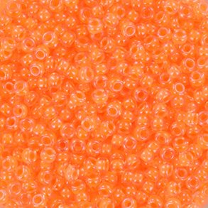 Miyuki seed beads, 11/0, 3 g, SB-4298 Luminous soft orange