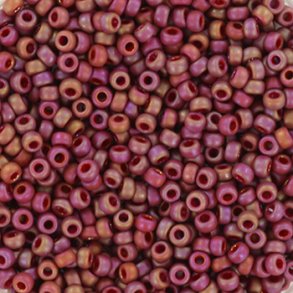 Miyuki seed beads, 11/0, 3 g, SB-4696 Opaque glazed frosted rainbow dark red