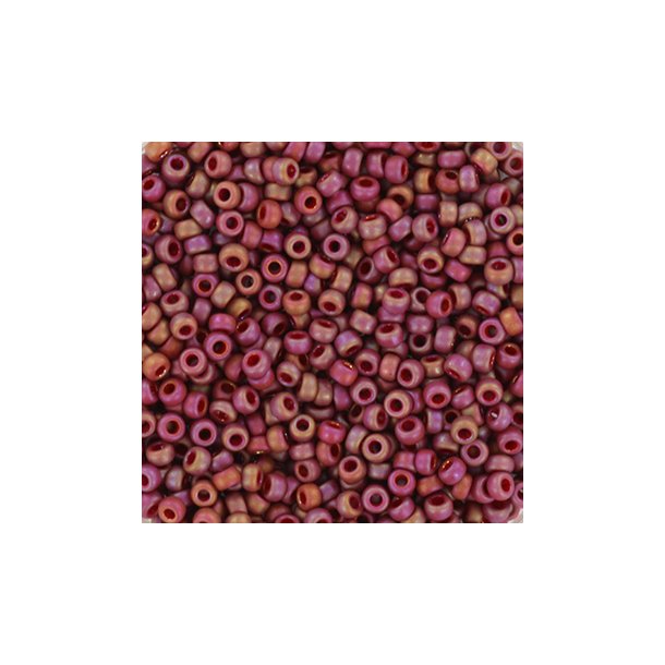 Miyuki seed beads, 11/0, 3 g, SB-4696 Opaque glazed frosted rainbow dark red
