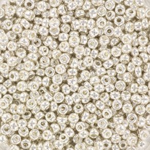 Miyuki seed beads, 11/0, 3 g, SB-961 sterling silver plated 